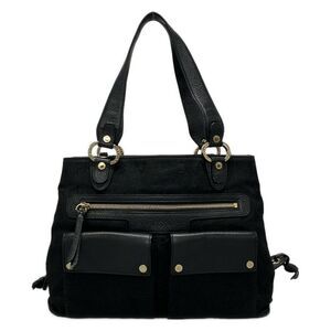 Bvlgari Handbag Maxi Logo Becky Black Leather